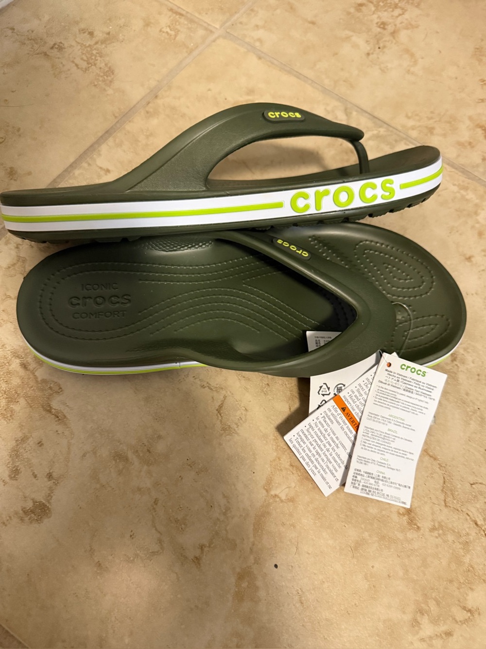 Crocs unisex Olive Green Flip Flop Sandals